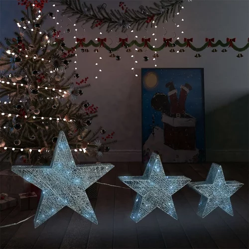  Ukrasne božićne zvijezde 3 kom srebrne mrežaste LED