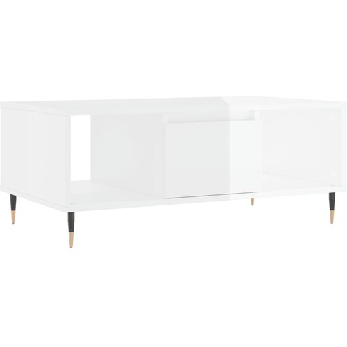 Maison Chic Klubska mizica - kavna mizica - Nizka mizica visok sijaj bela 90x50x36,5 cm inženirski les, (21751992) Slike