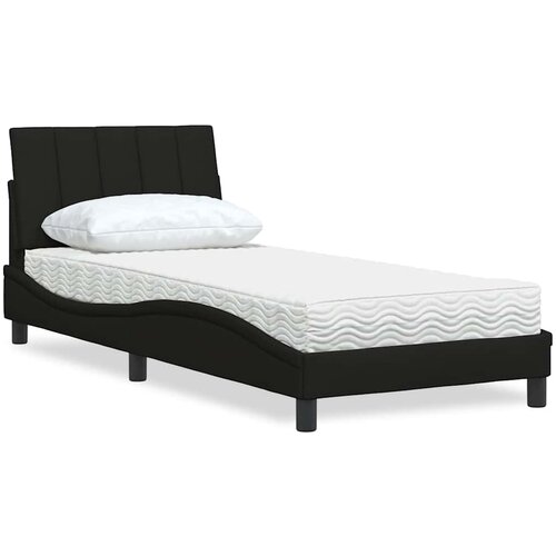 VidaXL Krevet s madracem crni 80 x 200 cm od tkanine Slike