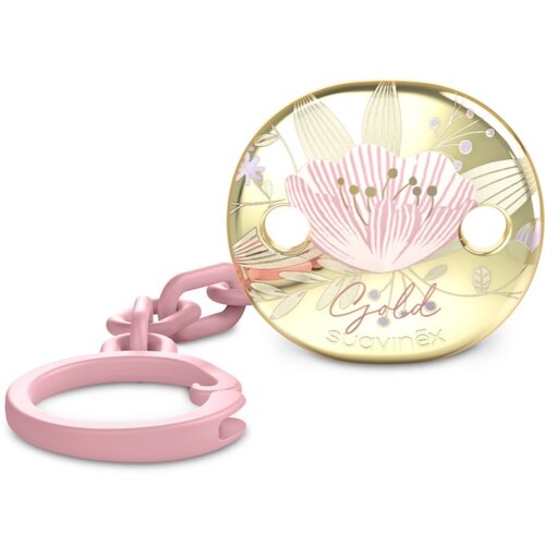 Suavinex Gold Premium Pacifier Clip kopča za dudu Pink 1 kom Slike