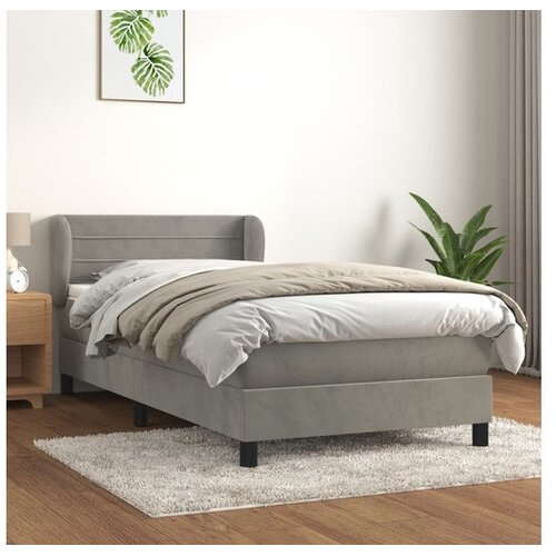  Box spring postelja z vzmetnico svetlo siva 100x200 cm žamet Cene