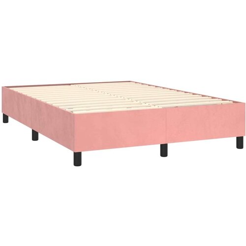 vidaXL Box spring postelja z vzmetnico roza 140x190 cm žamet Cene
