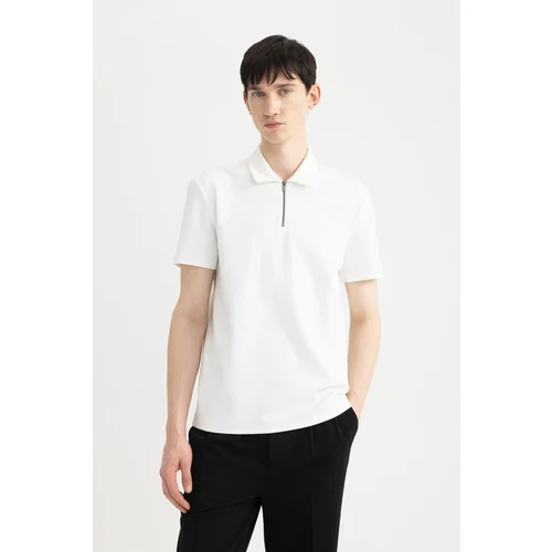 Defacto Regular Fit Zipper Collar Short Sleeve Polo T-Shirt