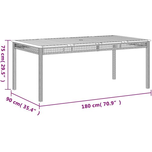  7-dijelni vrtni blagovaonski set sivi od poliratana Siva 180 cm table length Slike