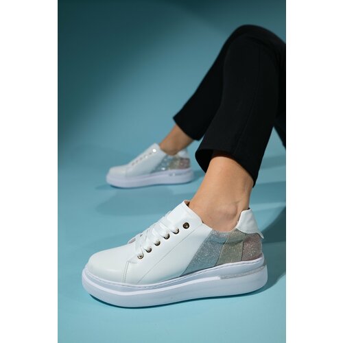 LuviShoes FRESH White Colored Glitter Women's Sports Shoes Cene