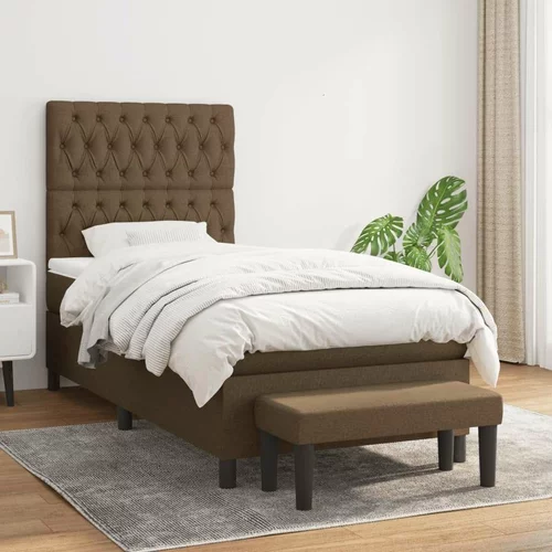  Box spring postelja z vzmetnico temno rjava 100x200 cm blago, (20898572)