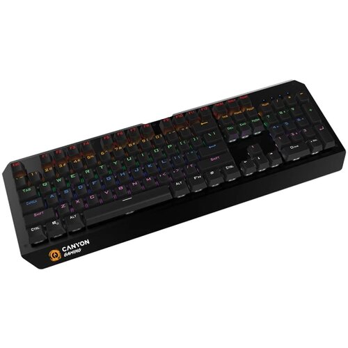 Canyon Wired multimedia gaming keyboard with lighting effect, 108pcs rainbow LED, Numbers 104keys, EN double injection layout, cable length 1.8M Slike