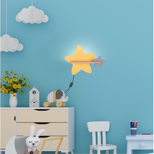 Candellux star zidna lampa 5W led iq kids sa kablom, prekidačem i utikačem zlatna+siva Slike
