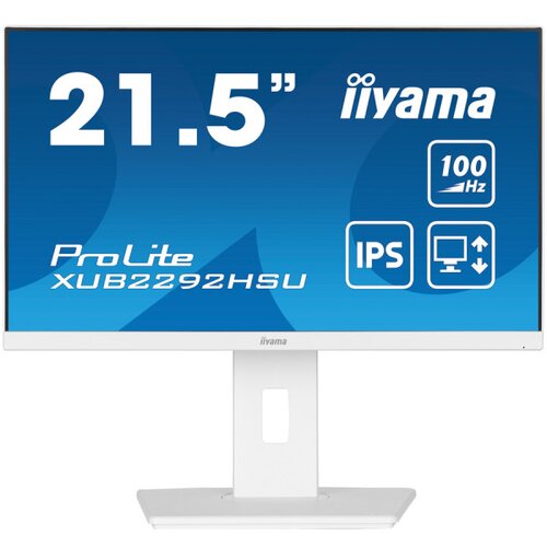 Iiyama 21,5" white ete ips-panel, 1920x1080@100Hz, 15cm height adj. stand, 250cdm˛, speakers, hdmi, displayport, 0,4ms mprt, freesync, usb 4x 3.2 XUB2292HSU-W6 Cene