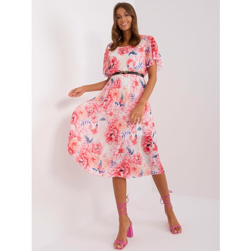 Fashion Hunters Beige and pink flowing dress with flowers Slike