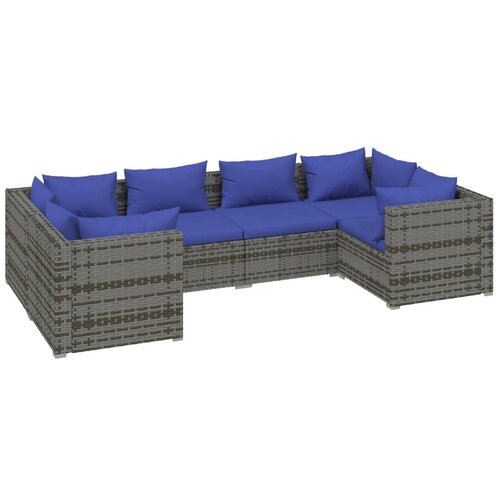 Maison Chic Seti vrtnega pohištva - Vrtna garnitura - Vrtni pohištvo set 6-delna z blazinami poli ratan siva, (21805447) Cene