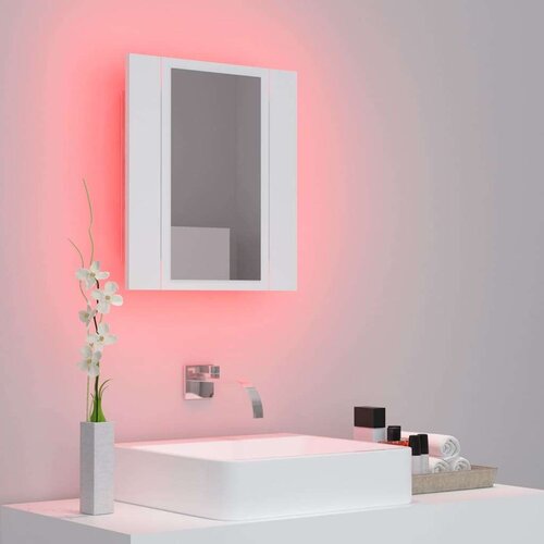VidaXL LED kopalni&amp;scaron;ka omarica z ogledalom bela 40x12x45 cm Slike