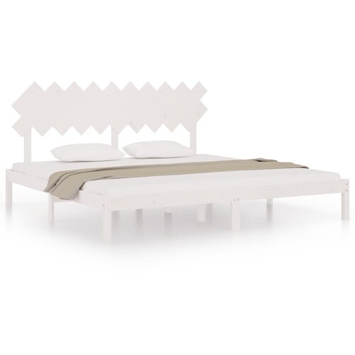  Okvir za krevet bijeli 200 x 200 cm od masivnog drva Slike