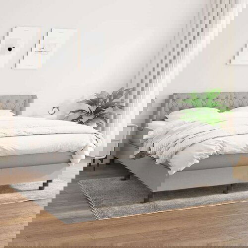  Krevet s oprugama i madracem svjetlosivi 140x190 cm od tkanine Cijene