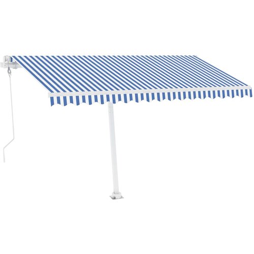 vidaXL Avtomatska tenda LED + senzor 400x300 cm modra in bela, (20965993) Cene