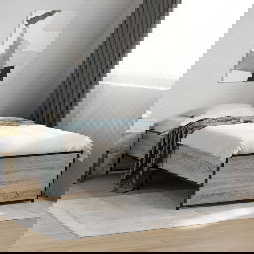 Furnova Posteljni okvir siva sonoma 90x190 cm inženirski les in kovina, (21938194) Slike