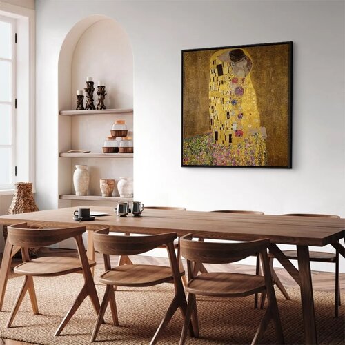  Slika - Gustav Klimt &amp;ndash; Kiss 40x40 U crnom drvenom okviru Slike