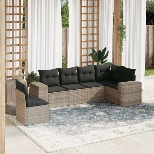 vidaXL 6-dijelni set vrtnih sofa od poliratana s jastucima svjetlosivi Cijene