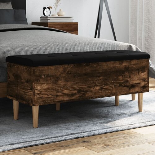 vidaXL Klop za shranjevanje dimljen hrast 102x42x46 cm inženirski les Cene