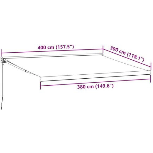 Tenda na uvlačenje antracit-bijela 4x3 m od tkanine i aluminija Slike