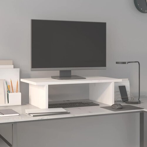  Stalak za monitor bijeli 50 x 27 x 15 cm od masivne borovine Cijene