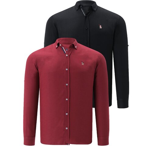 Dewberry DUAL SET G674 MENS SHIRT-BLACK-BURGUNDY Slike