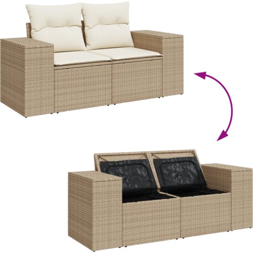 vidaXL Vrtna sedežna garnitura 9 pcs Bež, Kremasta 80 x 80 x 71 cm Cene