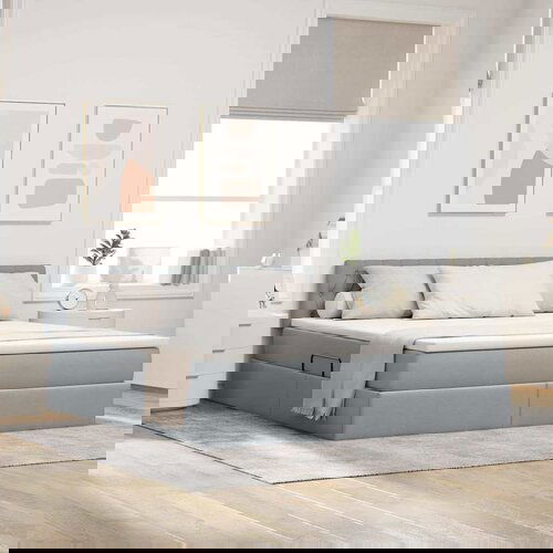 vidaXL Krevet S LED lampica Svijetlo siva 180 x 200 cm tkanina Cijene