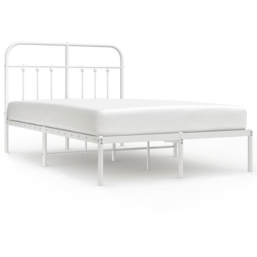  Metalni okvir za krevet s uzglavljem bijeli 120 x 190 cm Slike
