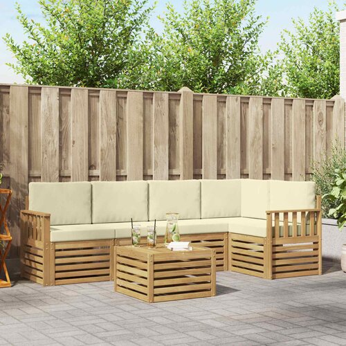  Set vanjskih sofa 6 pcs Bijela i krem 59 x 59 x 37 cm Poliester Slike