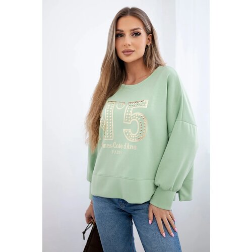 Kesi Włoski Printed sweatshirt buttery fabric pistachio Slike