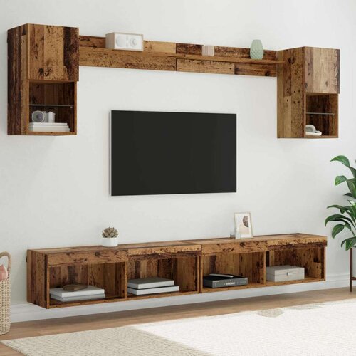 TV stenske enote z LED z LED lučmi 6 pcs Star les Konstruiran les, (5000132223) Cene