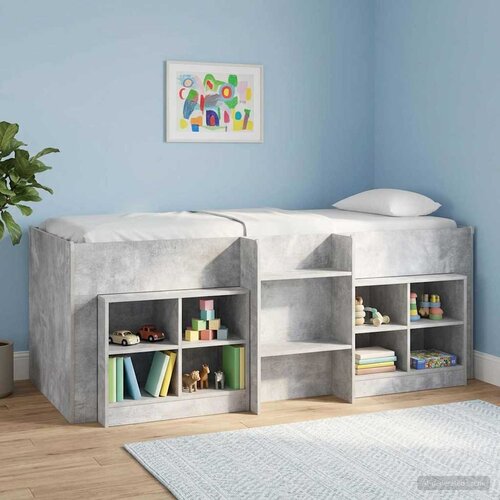  Kreveta za visoko spavanje djece 2 pcs Betonska siva Slike