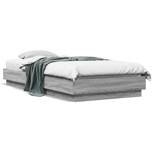  Okvir za krevet s LED svjetlima siva boja hrasta 100 x 200 cm Cijene