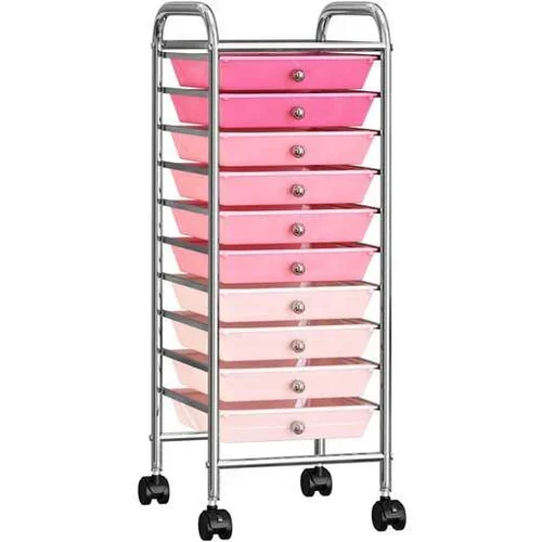  Premični voziček z 10 predali ombre roza plastika