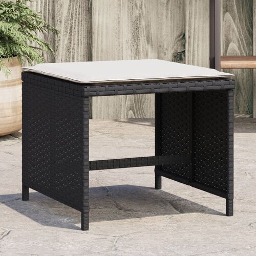 VidaXL Vrtni stolčki z blazinami 4 kosi črni 41x41x36 cm poli ratan Slike
