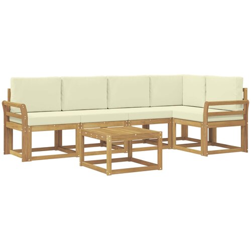 vidaXL Zunanja garnitura za sedenje z blazino 6 pcs Bela in krem, (5000281528) Cene