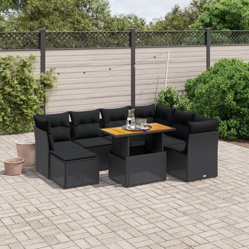 vidaXL 8-dijelni set vrtnih sofa od poliratana s jastucima crni Cijene