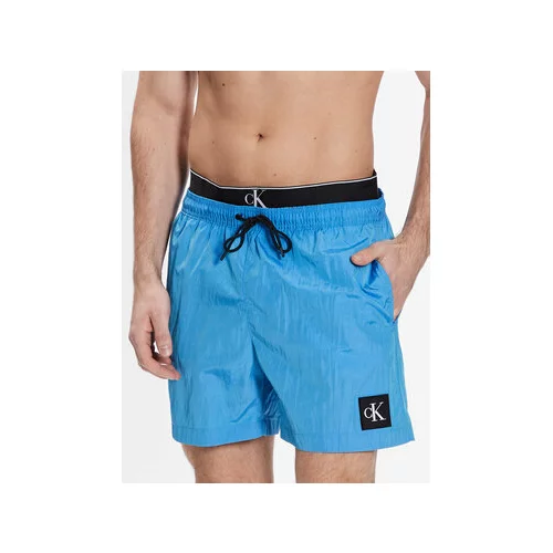 Calvin Klein Swimwear Kopalne hlače Medium Double Wb KM0KM00846 Modra Regular Fit
