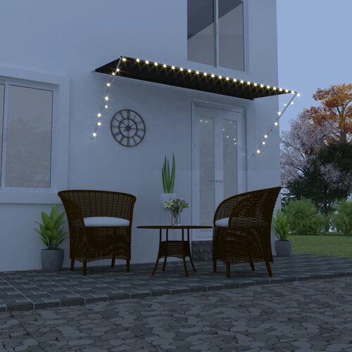 VidaXL Zložljiva tenda z LED lučmi 350x150 cm antracitna Slike