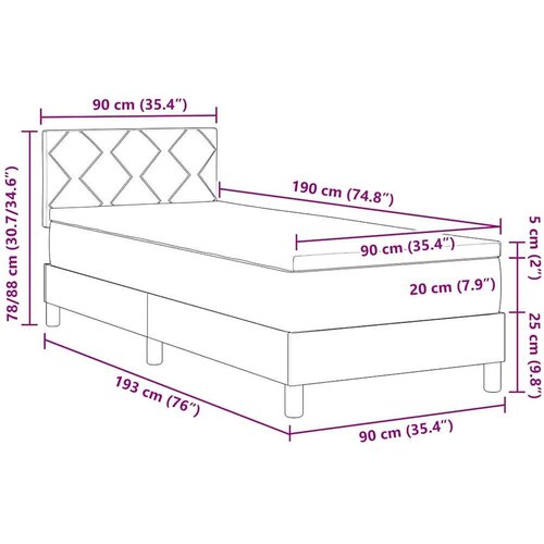  Boxspring krevet s madracem Svjetlosiva 90 x 190 cm tkanina Slike