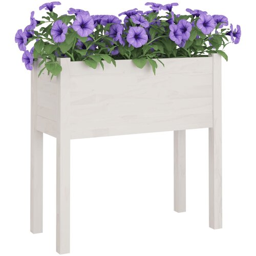  Vrtne sadilice 2 kom bijele 70 x 31 x 70 cm od masivne borovine Slike