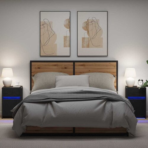  LED noćni ormarić s ladicama 2 pcs Crni hrast 38 x 34 x 61 cm Cene