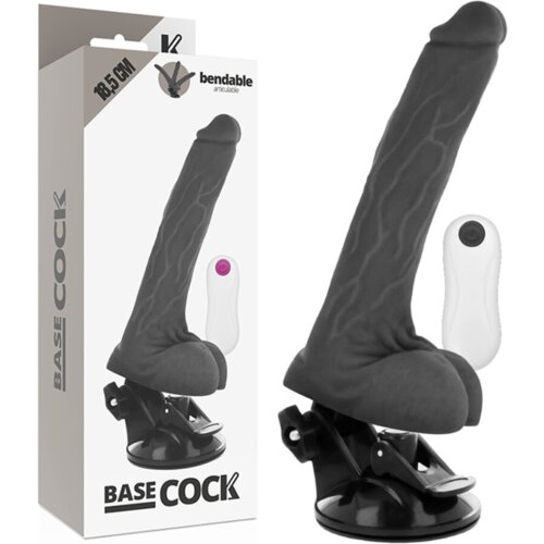 BaseCock Vibrator Realistic Bendable Black 18,5 Cm Cene