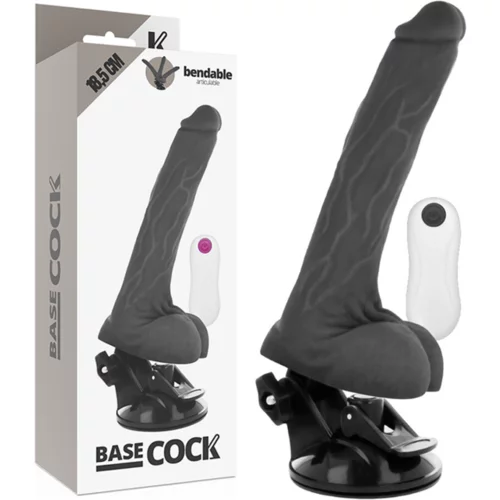 BaseCock Vibrator Realistic Bendable Black 18,5 Cm