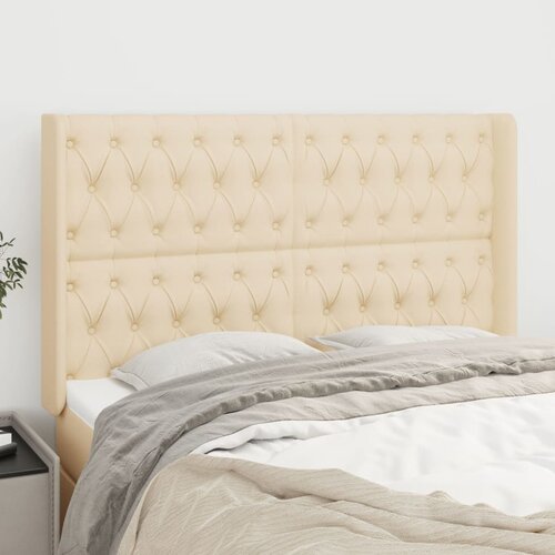 vidaXL Uzglavlje s ušima krem 147x16x118/128 cm od tkanine Cijene