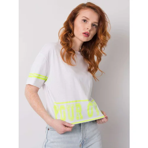 Fashionhunters Dámské bílé tričko s potiskem