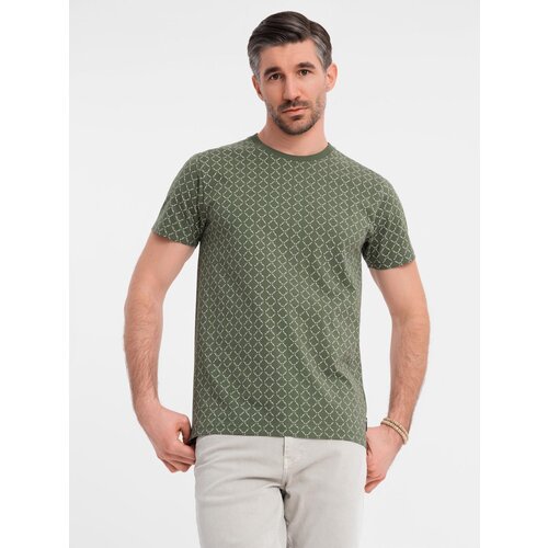 Ombre Men's full print knit shirt - olive Cene