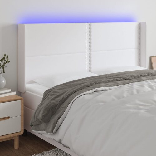 VidaXL LED uzglavlje bijelo 203x16x118/128 cm od umjetne kože Slike