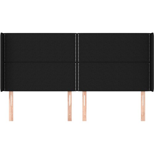  Uzglavlje s u&amp;scaron;ima crno 203x16x118/128 cm od tkanine Slike